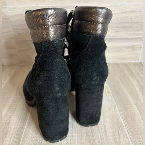 Sam Edelman Carolena Lace-Up Suede Booties Black - Picture 4 of 8